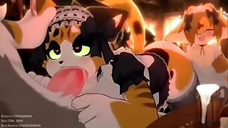 Calico make fun of gives out a bj to buyer