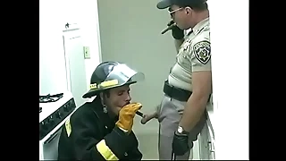 Gay fireman sucks horseshit of flatfoot throe he returns the favor