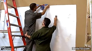 Tattooed gay workers fucking substantially