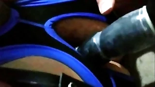 Anal function with a vibrator then a massive butt plug