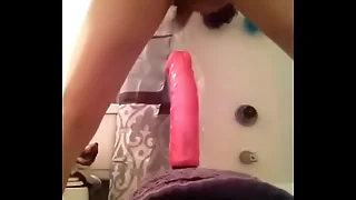 Bottom Crony Taking Big Pink Dildo Perfectly rubric The Ass!