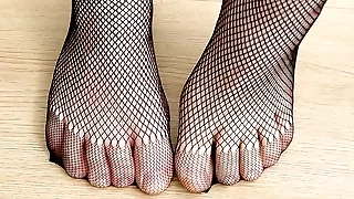 Black Pantyhose Fishnet Tights - Feet (Part 2)
