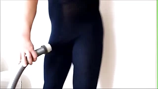 boy gets sucked in pantyhose by sanitize cleaning
