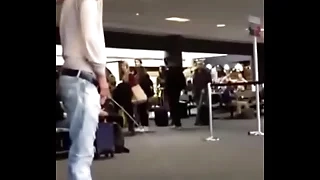 Male lead Bronson Pelletier d. peeing wide airport